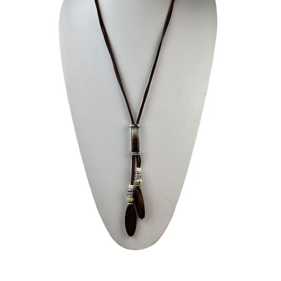 Chico's Woodland Nosz Necklace Brown Cord 26" NWT $34.95 Retail - Picture 1 of 12
